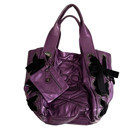 Vintage iconic Betsey Johnson leather skull tote - Picture 5 of 9